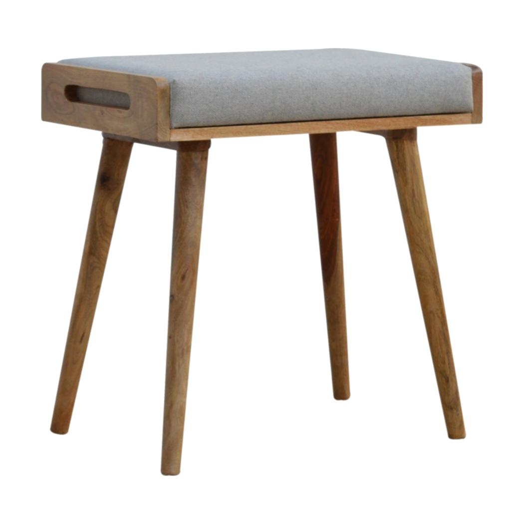 Grey Tweed Tray Style Footstool | Textured Upholstery | Versatile Living Room Seating