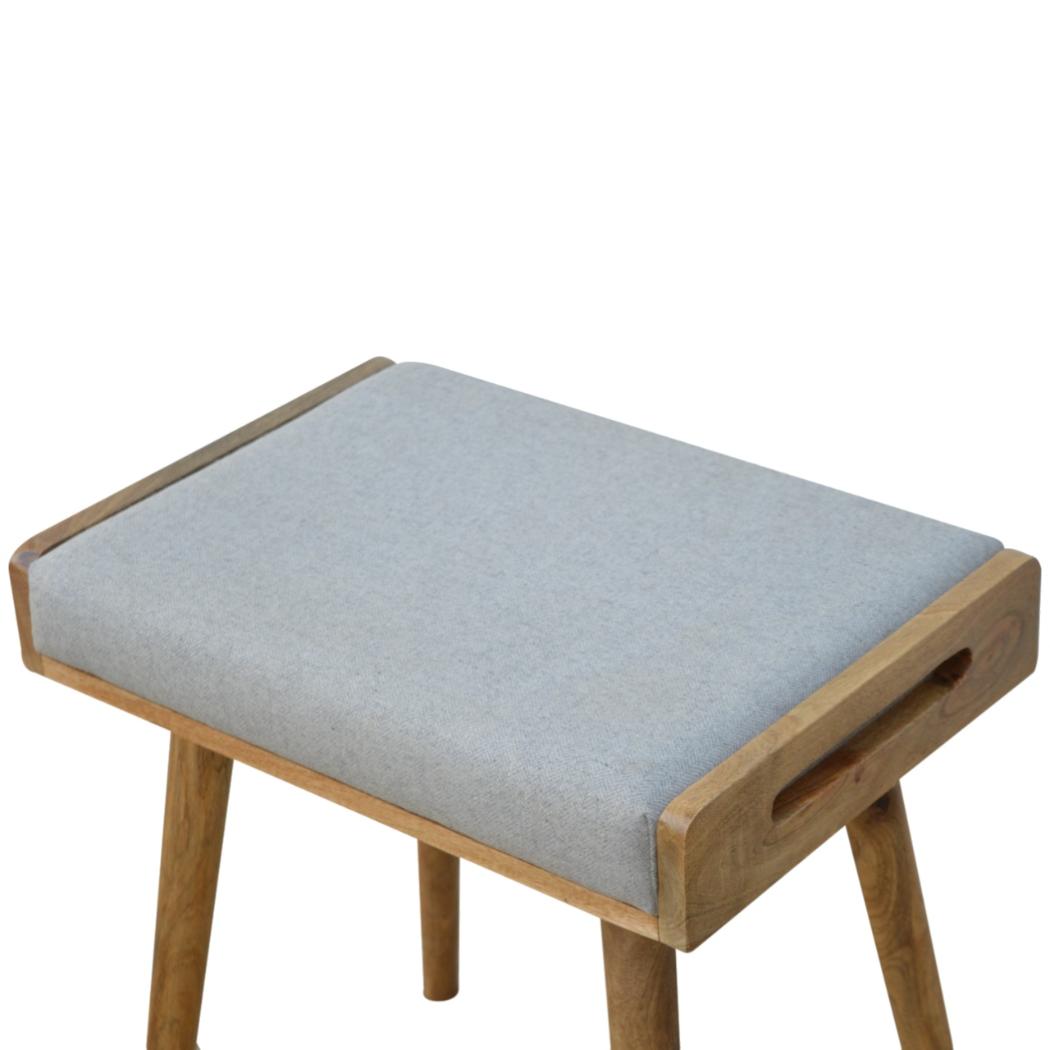 Grey Tweed Tray Style Footstool | Textured Upholstery | Versatile Living Room Seating