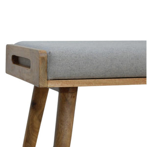 Grey Tweed Tray Style Footstool | Textured Upholstery | Versatile Living Room Seating