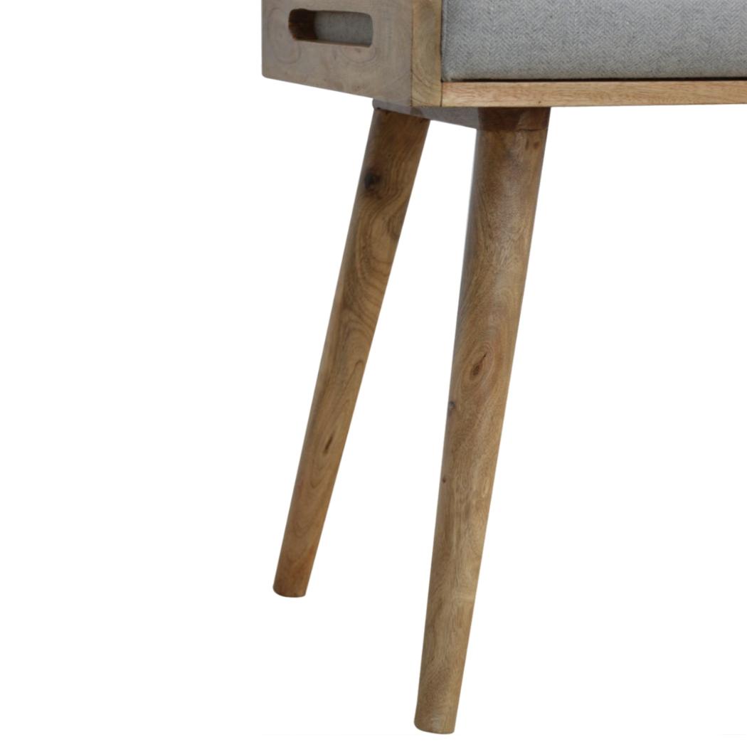 Grey Tweed Tray Style Footstool | Textured Upholstery | Versatile Living Room Seating