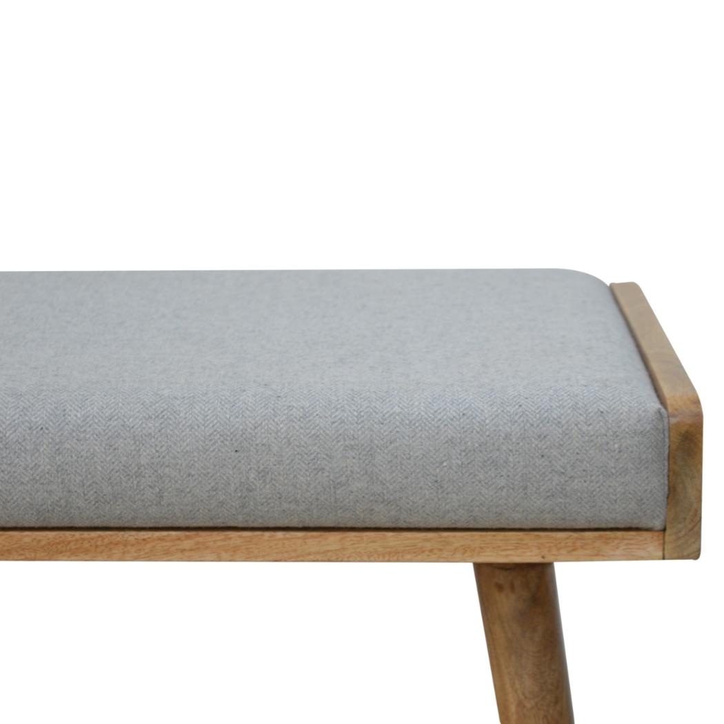 Grey Tweed Tray Style Footstool | Textured Upholstery | Versatile Living Room Seating