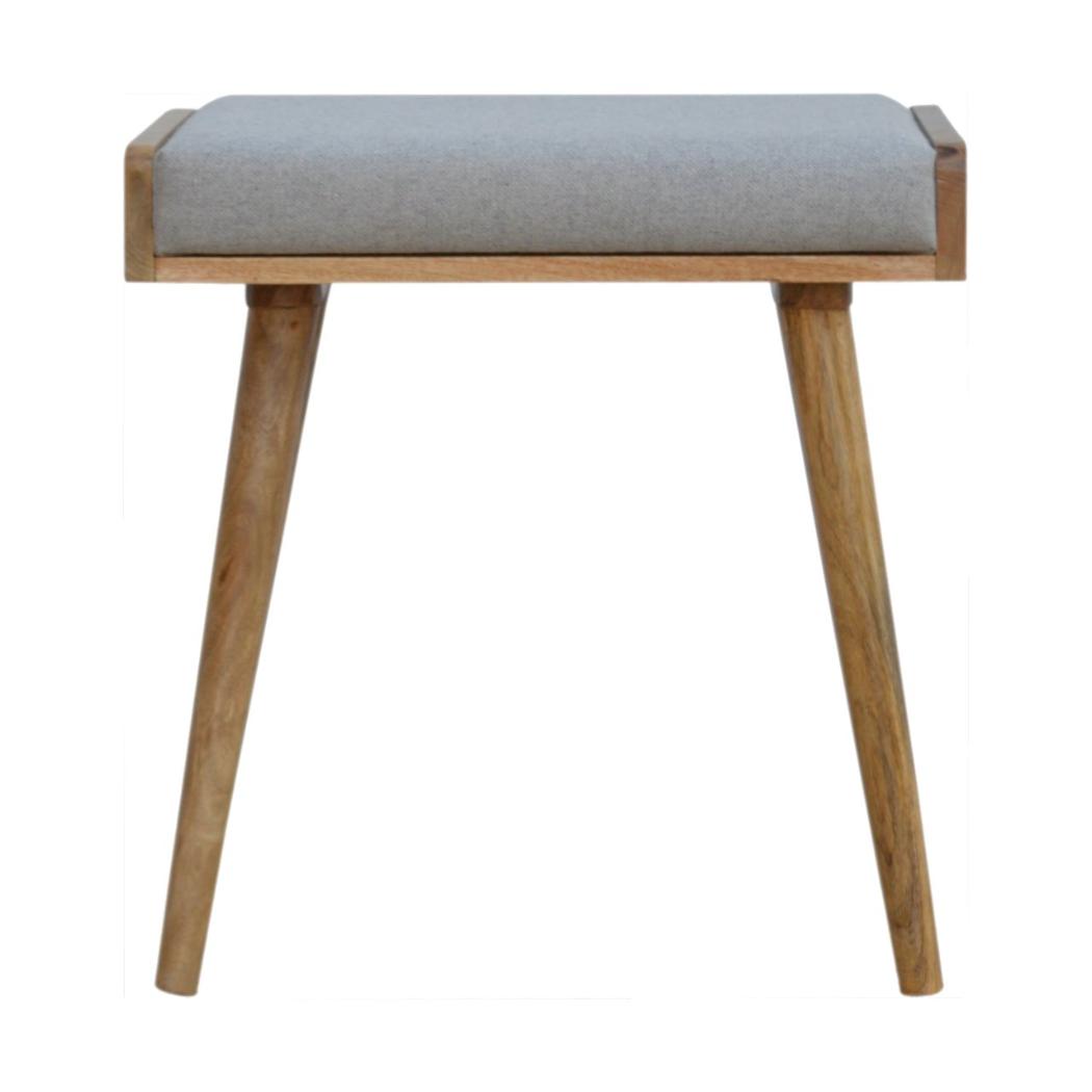 Grey Tweed Tray Style Footstool | Textured Upholstery | Versatile Living Room Seating
