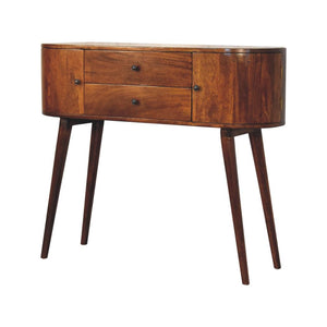 Grove Console Table | Solid Mango Wood | Chestnut Finish | Slim Hallway Display Table