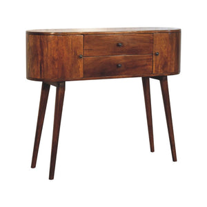 Grove Console Table | Solid Mango Wood | Chestnut Finish | Slim Hallway Display Table
