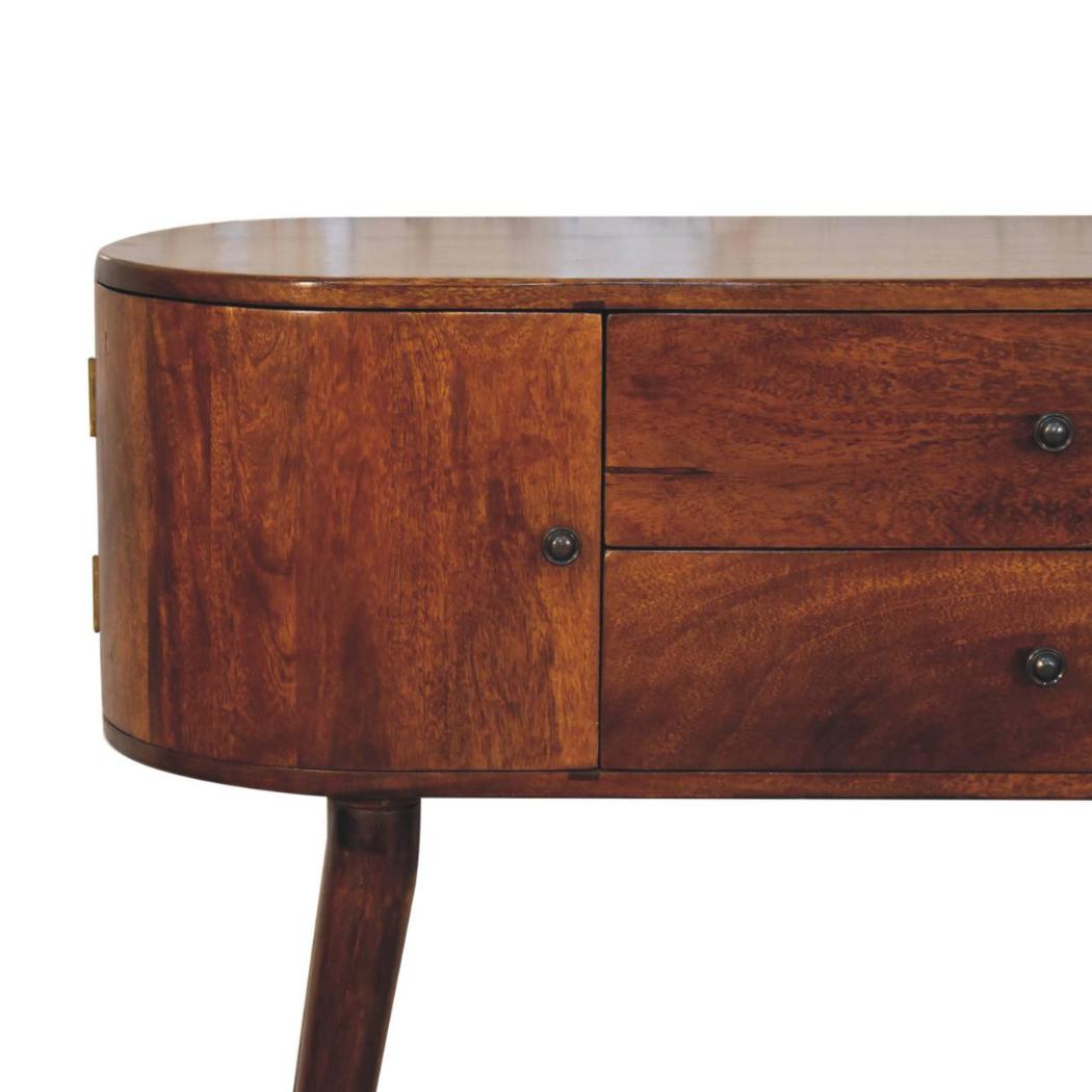 Grove Console Table | Solid Mango Wood | Chestnut Finish | Slim Hallway Display Table