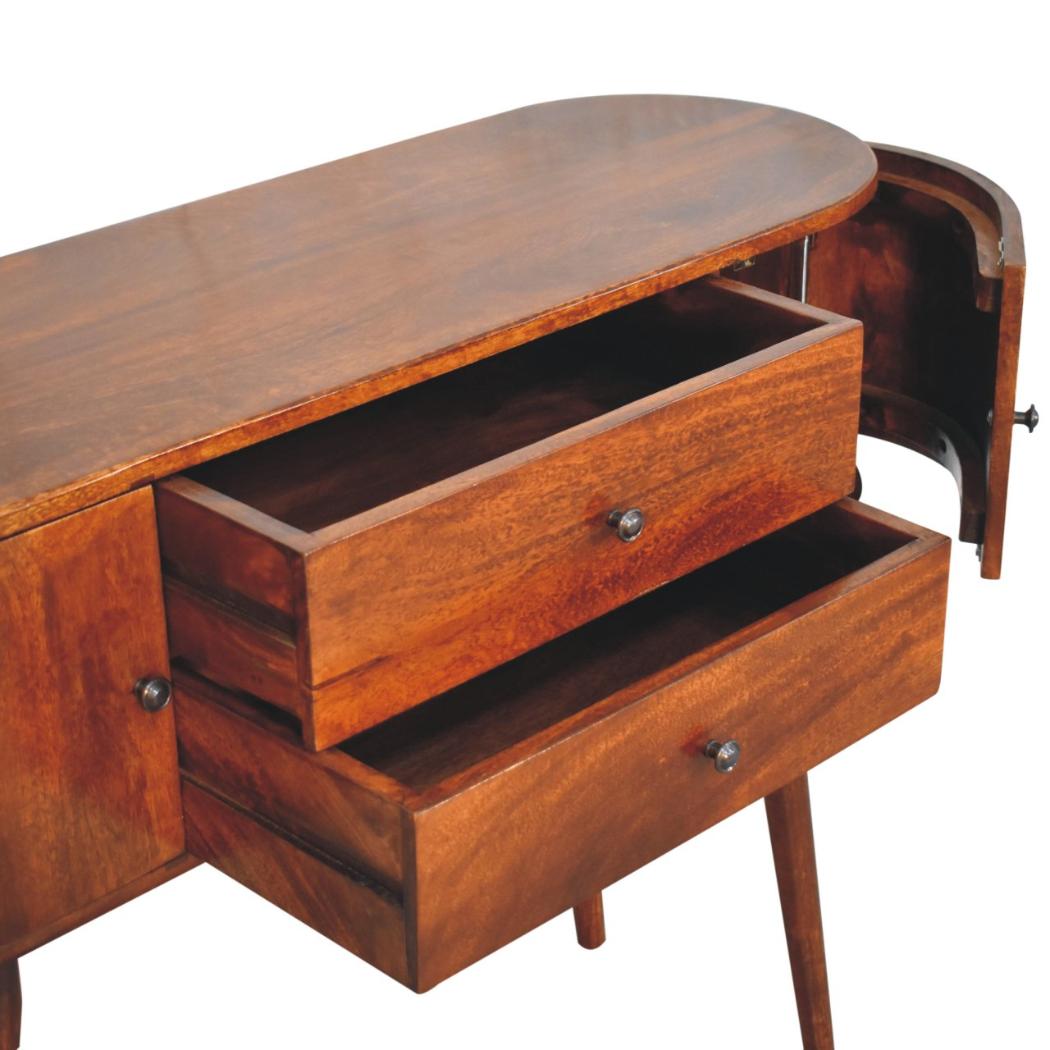 Grove Console Table | Solid Mango Wood | Chestnut Finish | Slim Hallway Display Table