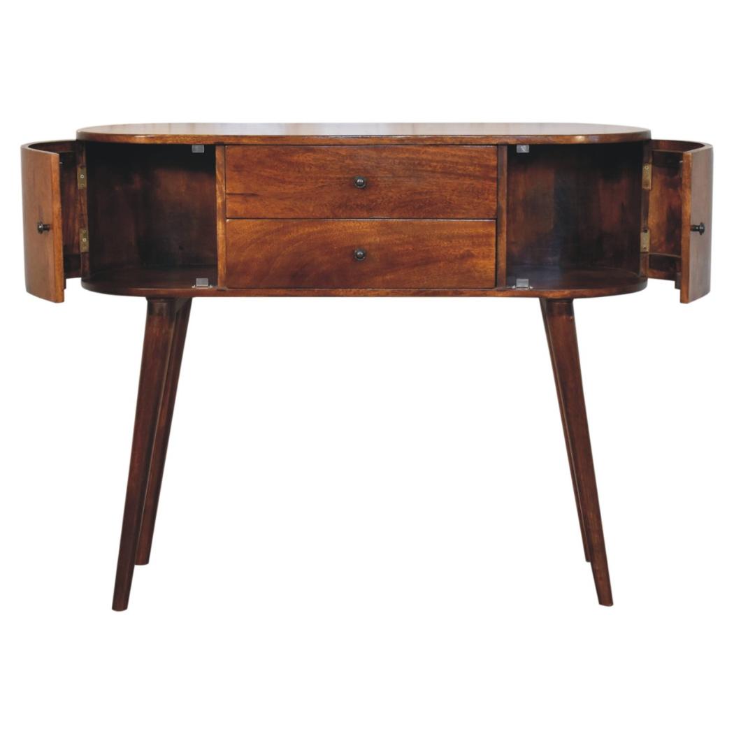 Grove Console Table | Solid Mango Wood | Chestnut Finish | Slim Hallway Display Table