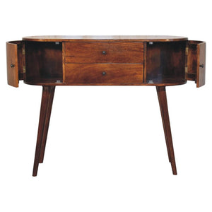 Grove Console Table | Solid Mango Wood | Chestnut Finish | Slim Hallway Display Table