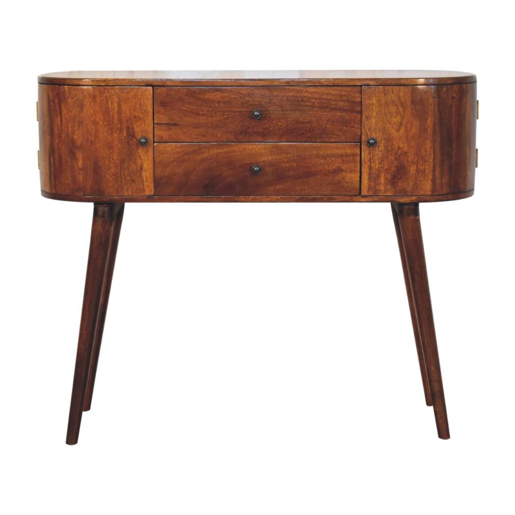 Grove Console Table | Solid Mango Wood | Chestnut Finish | Slim Hallway Display Table