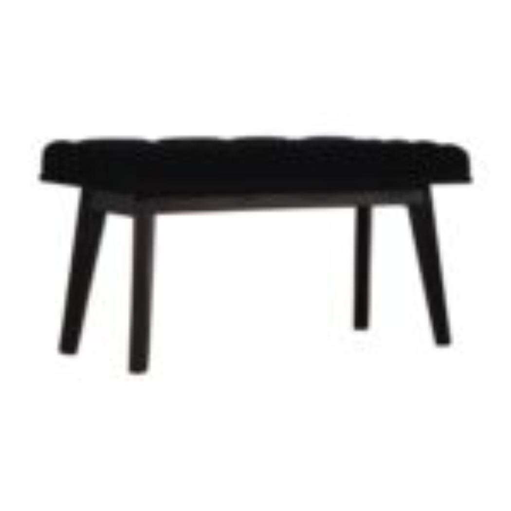 Hallway Bench | Black Velvet | Solid Mango Wood Frame | Upholstered Entryway Seating
