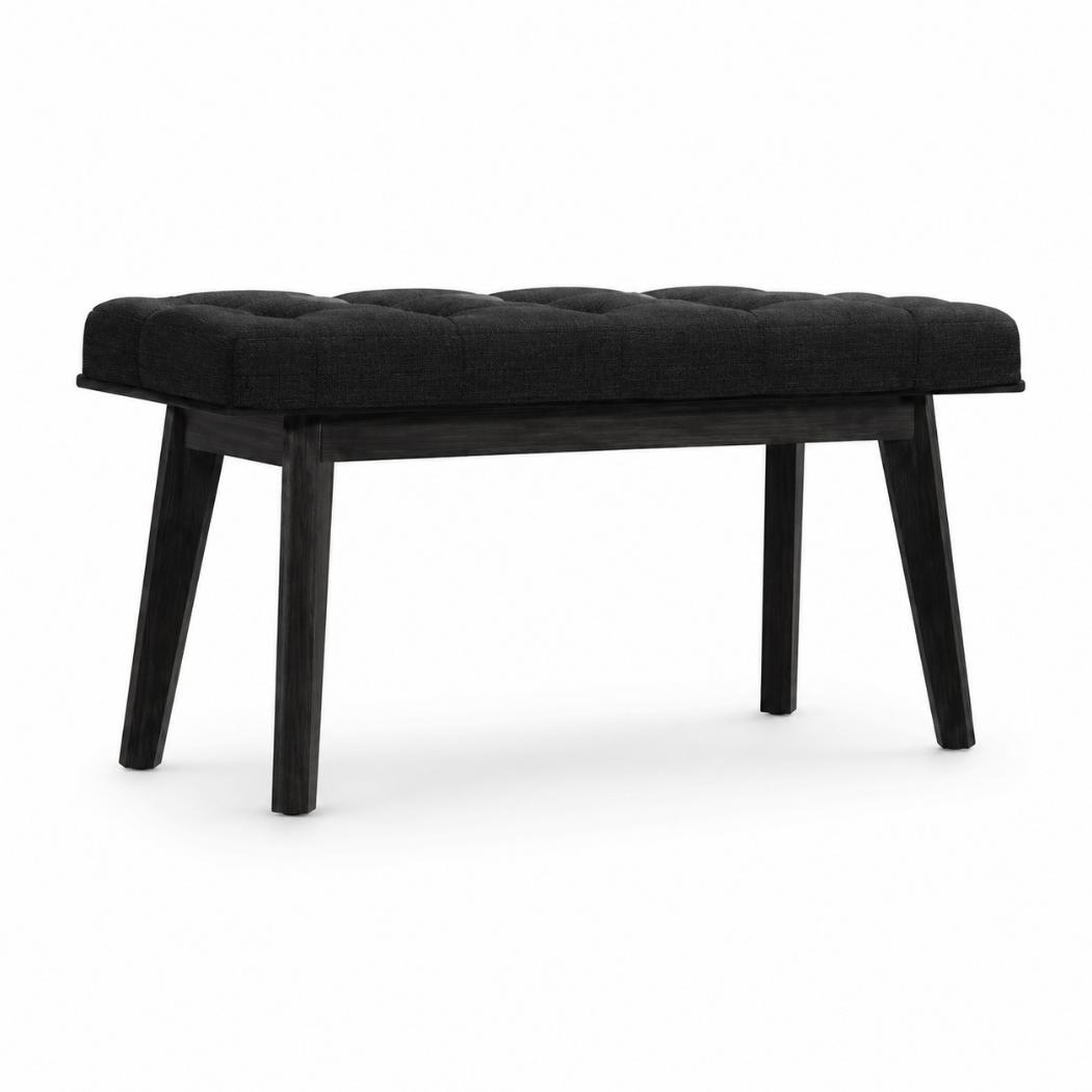 Hallway Bench | Black Velvet | Solid Mango Wood Frame | Upholstered Entryway Seating