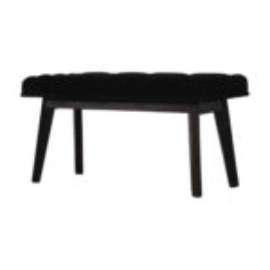 Hallway Bench | Black Velvet | Solid Mango Wood Frame | Upholstered Entryway Seating