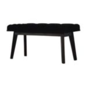 Hallway Bench | Black Velvet | Solid Mango Wood Frame | Upholstered Entryway Seating