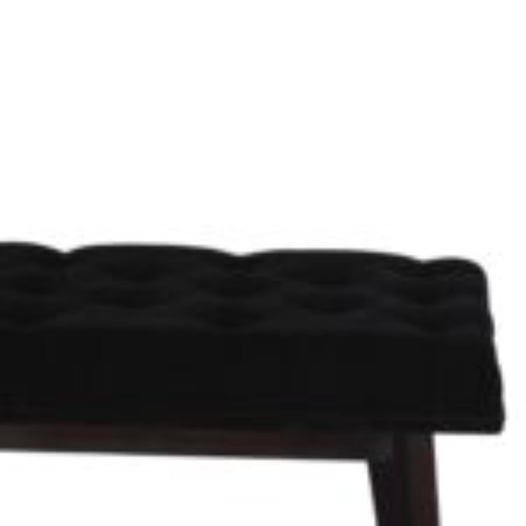 Hallway Bench | Black Velvet | Solid Mango Wood Frame | Upholstered Entryway Seating