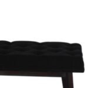 Hallway Bench | Black Velvet | Solid Mango Wood Frame | Upholstered Entryway Seating