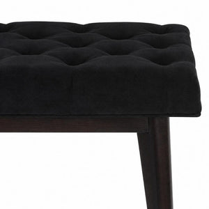 Hallway Bench | Black Velvet | Solid Mango Wood Frame | Upholstered Entryway Seating