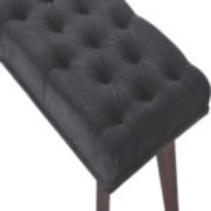 Hallway Bench | Black Velvet | Solid Mango Wood Frame | Upholstered Entryway Seating