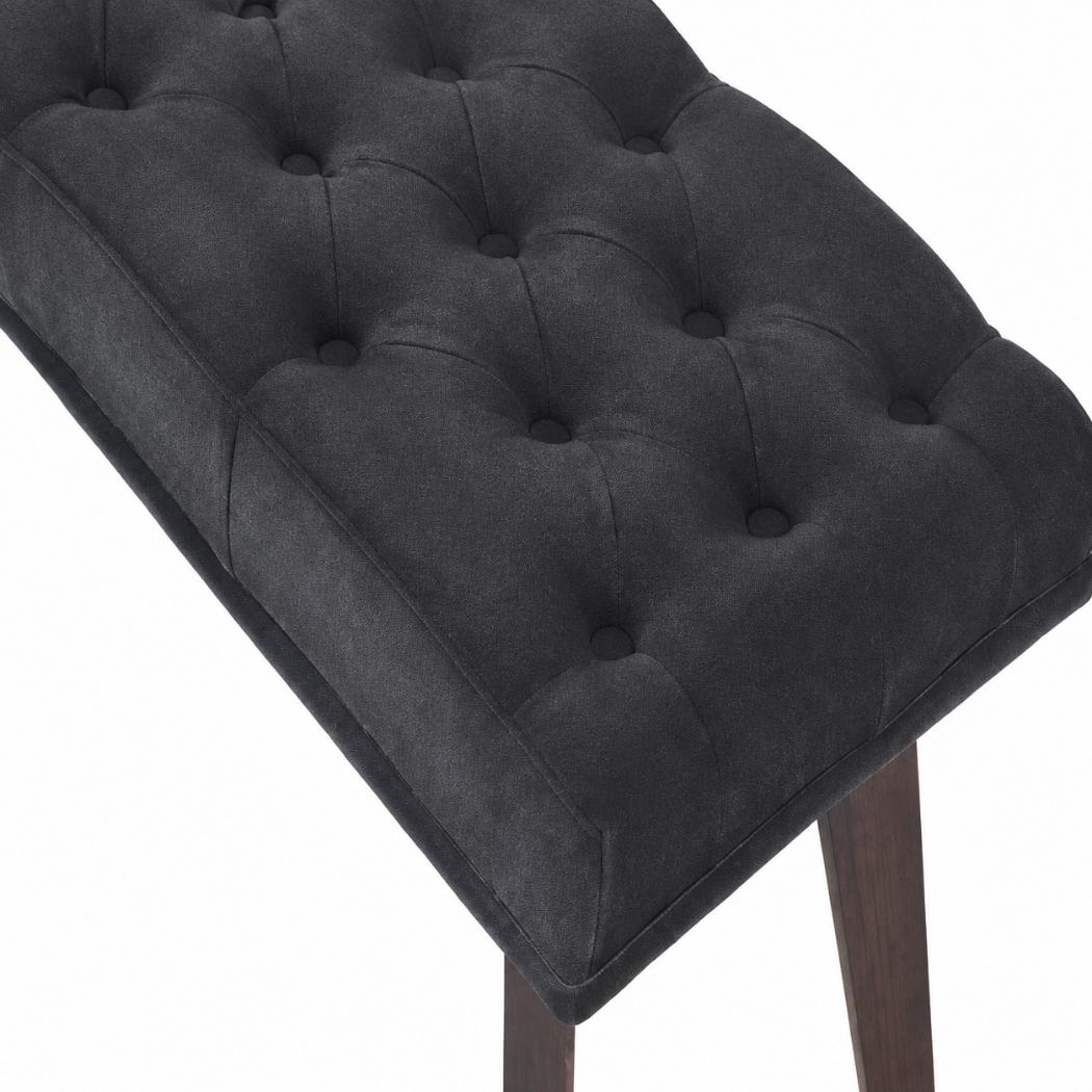 Hallway Bench | Black Velvet | Solid Mango Wood Frame | Upholstered Entryway Seating