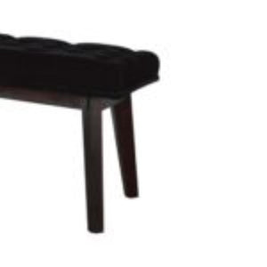 Hallway Bench | Black Velvet | Solid Mango Wood Frame | Upholstered Entryway Seating