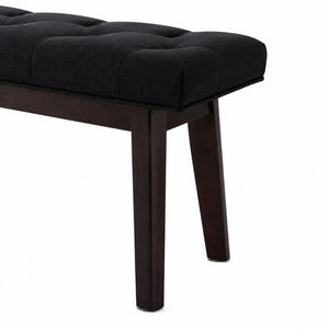 Hallway Bench | Black Velvet | Solid Mango Wood Frame | Upholstered Entryway Seating