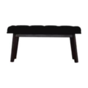 Hallway Bench | Black Velvet | Solid Mango Wood Frame | Upholstered Entryway Seating