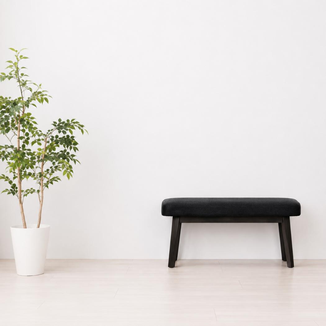 Hallway Bench | Black Velvet | Solid Mango Wood Frame | Upholstered Entryway Seating