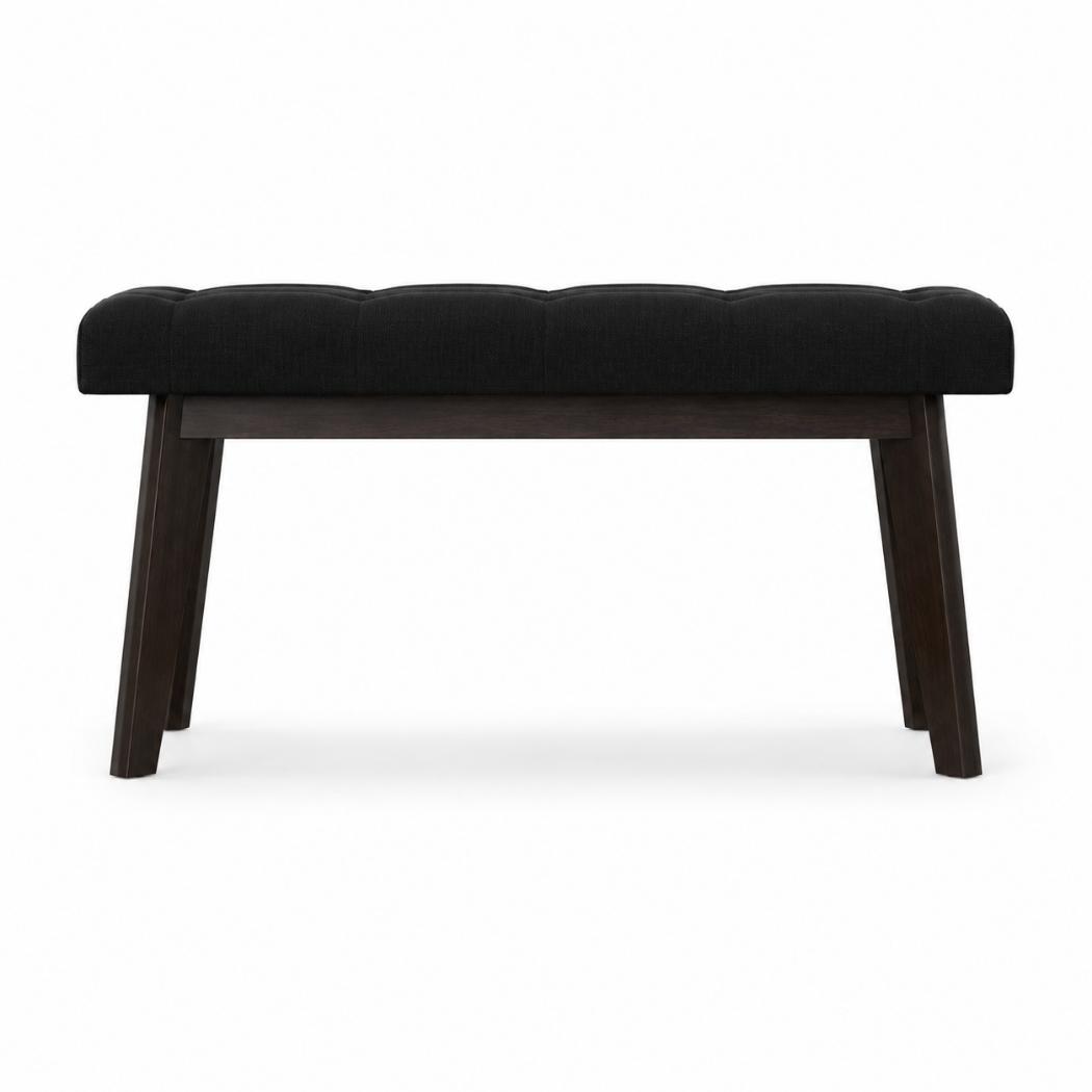 Hallway Bench | Black Velvet | Solid Mango Wood Frame | Upholstered Entryway Seating