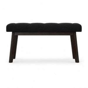 Hallway Bench | Black Velvet | Solid Mango Wood Frame | Upholstered Entryway Seating