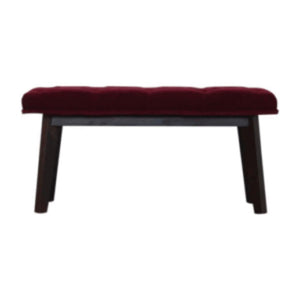 Hallway Bench | Wine Red Velvet | Solid Mango Wood Frame | Upholstered Entryway Seating