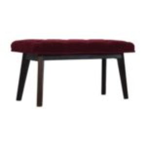 Hallway Bench | Wine Red Velvet | Solid Mango Wood Frame | Upholstered Entryway Seating