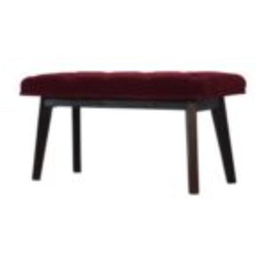 Hallway Bench | Wine Red Velvet | Solid Mango Wood Frame | Upholstered Entryway Seating