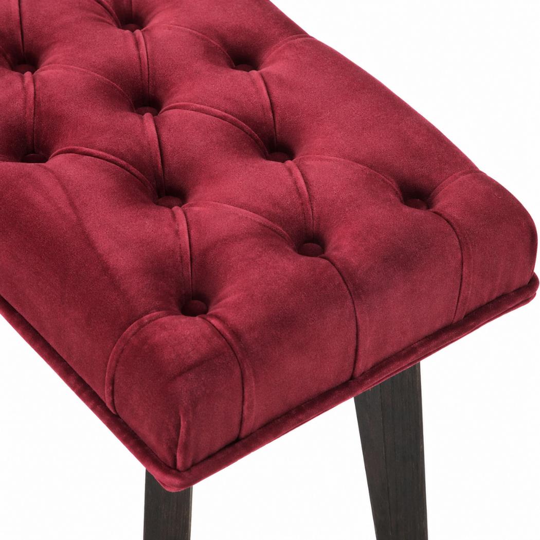 Hallway Bench | Wine Red Velvet | Solid Mango Wood Frame | Upholstered Entryway Seating