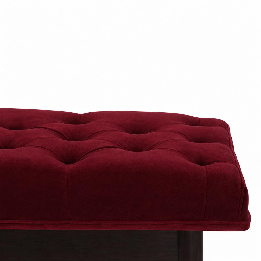 Hallway Bench | Wine Red Velvet | Solid Mango Wood Frame | Upholstered Entryway Seating