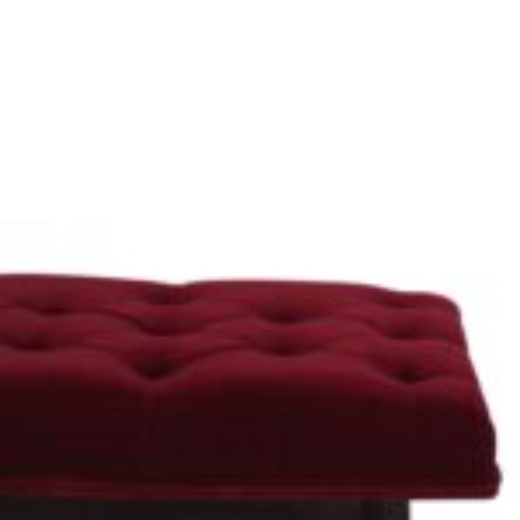 Hallway Bench | Wine Red Velvet | Solid Mango Wood Frame | Upholstered Entryway Seating