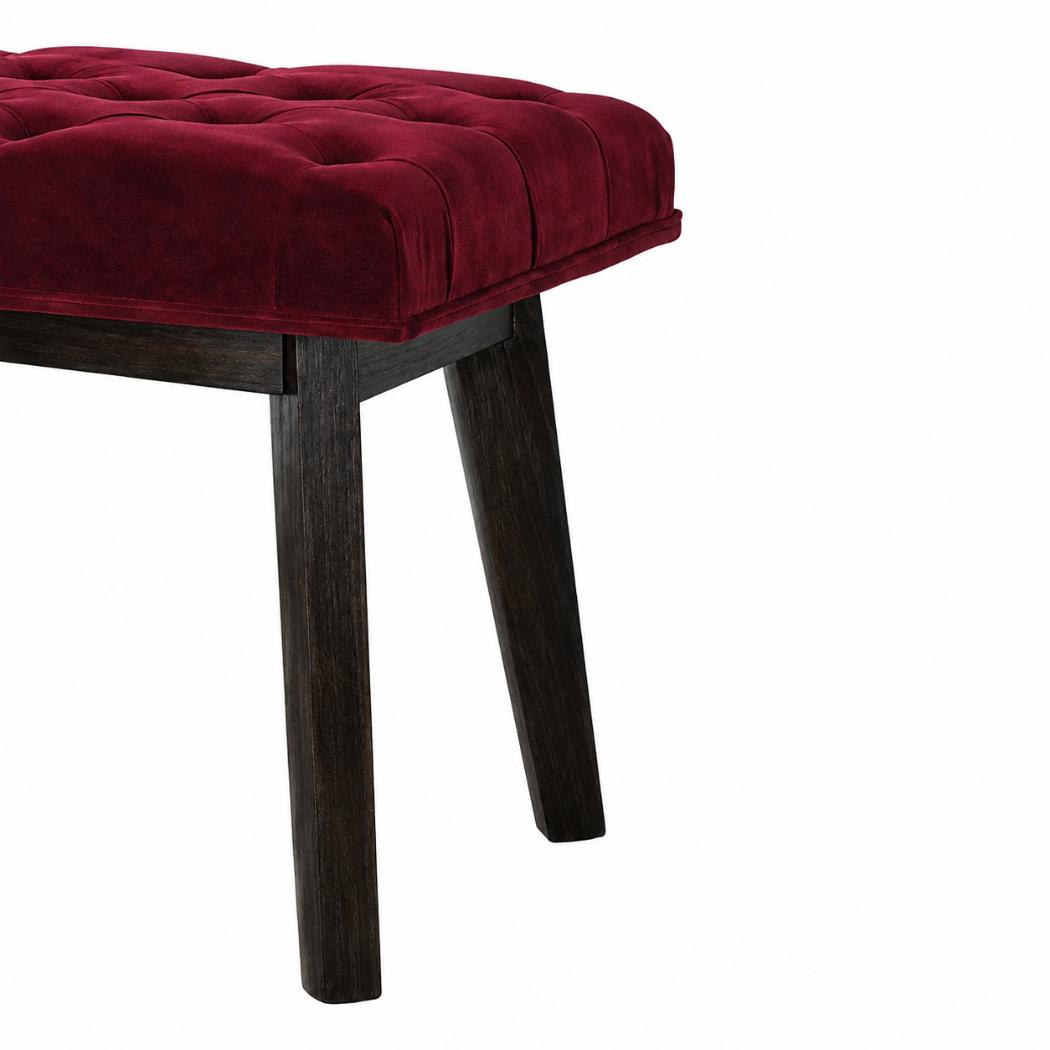Hallway Bench | Wine Red Velvet | Solid Mango Wood Frame | Upholstered Entryway Seating