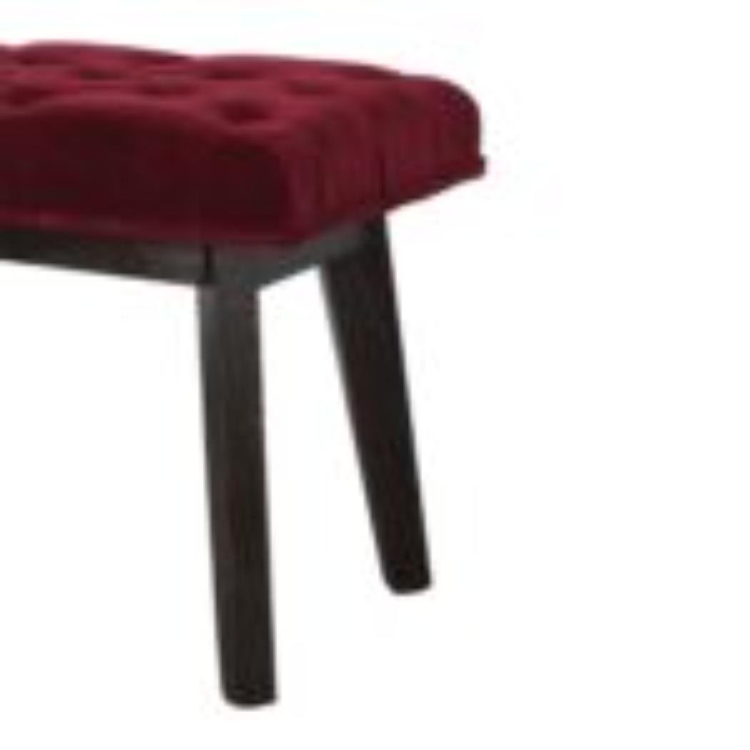 Hallway Bench | Wine Red Velvet | Solid Mango Wood Frame | Upholstered Entryway Seating