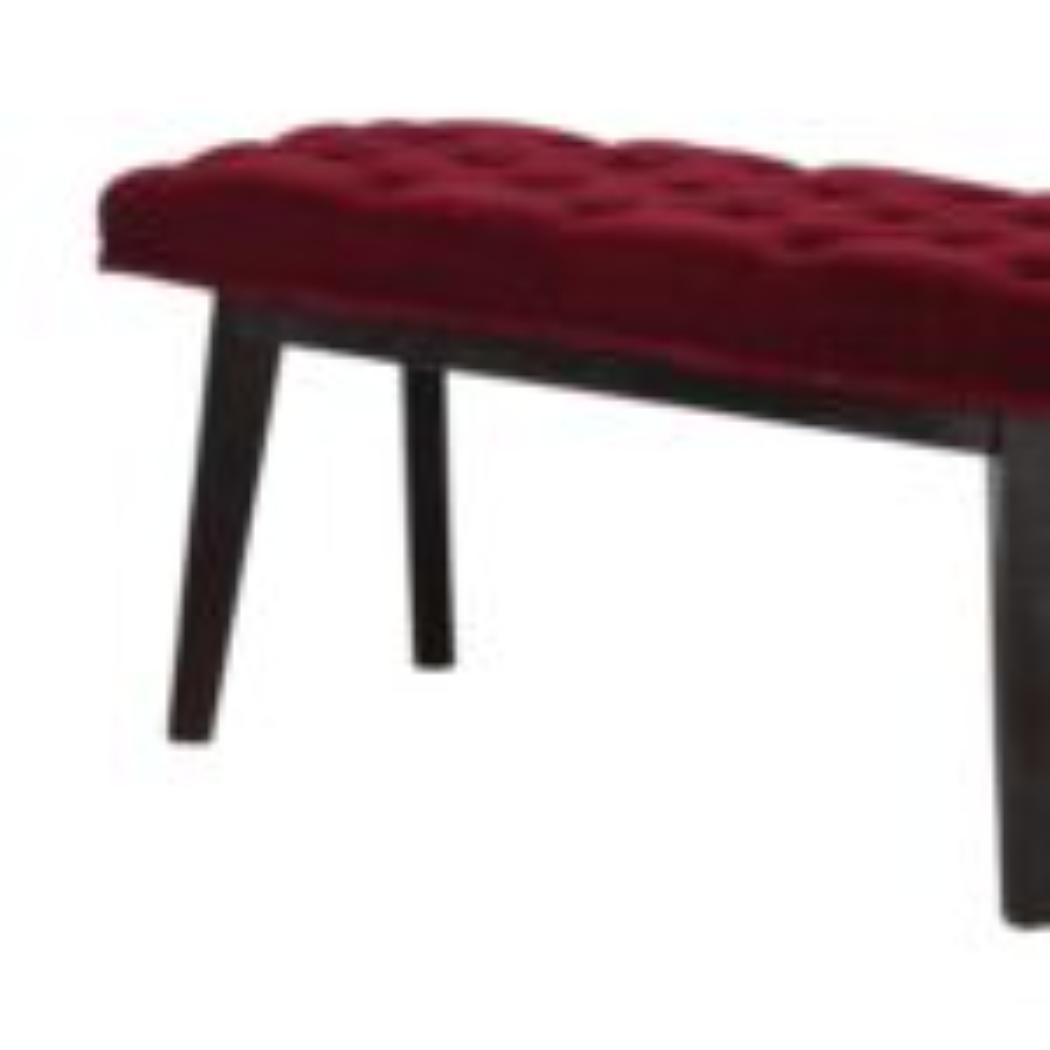 Hallway Bench | Wine Red Velvet | Solid Mango Wood Frame | Upholstered Entryway Seating