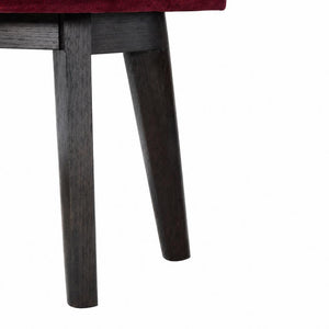 Hallway Bench | Wine Red Velvet | Solid Mango Wood Frame | Upholstered Entryway Seating