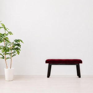 Hallway Bench | Wine Red Velvet | Solid Mango Wood Frame | Upholstered Entryway Seating