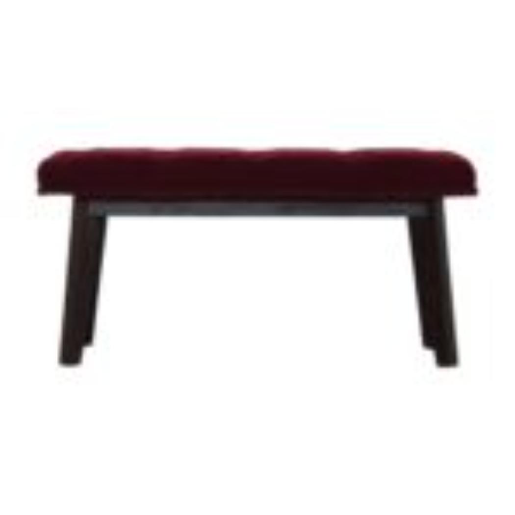 Hallway Bench | Wine Red Velvet | Solid Mango Wood Frame | Upholstered Entryway Seating