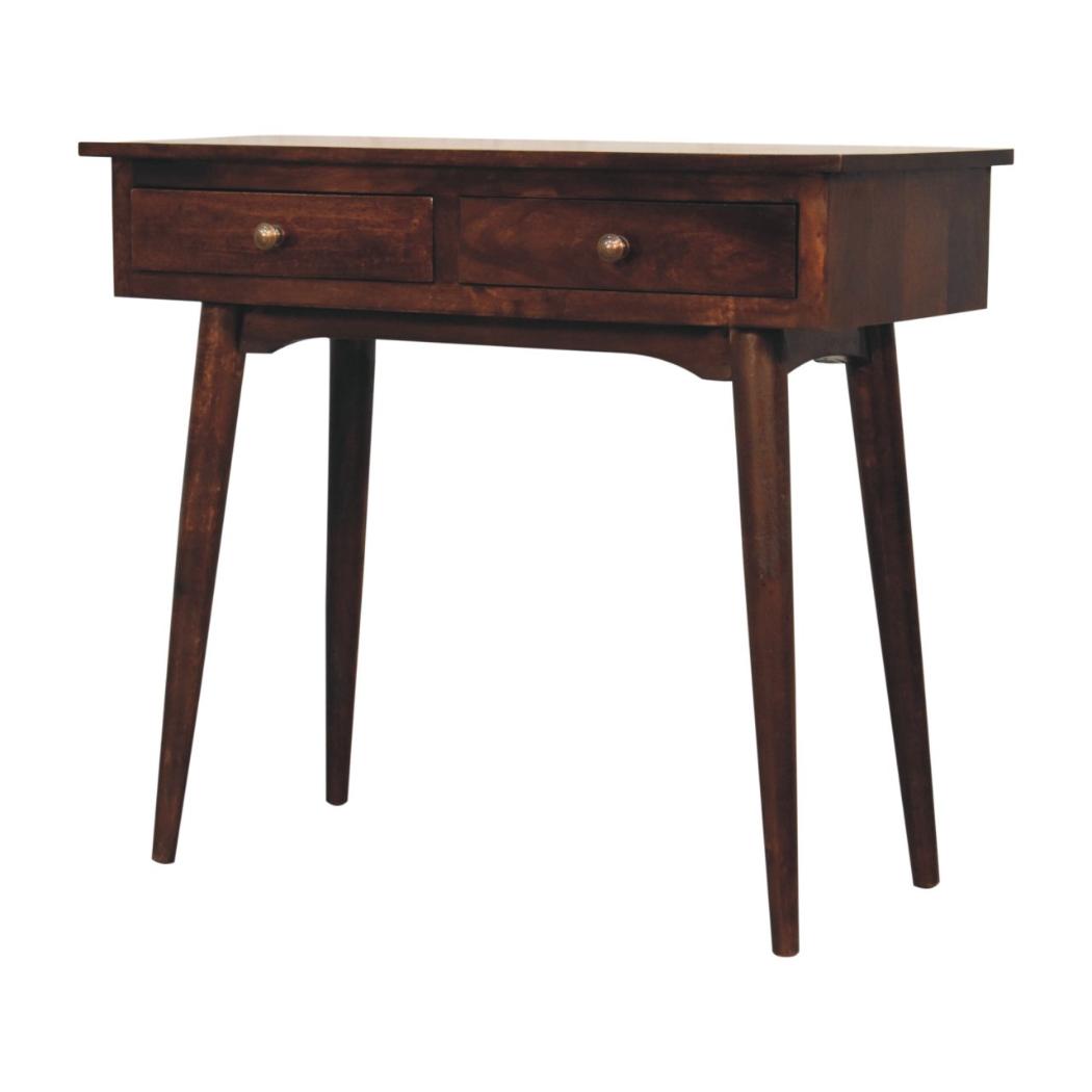Hallway Console Table | Solid Mango Wood | California Walnut Finish | 2 Drawers