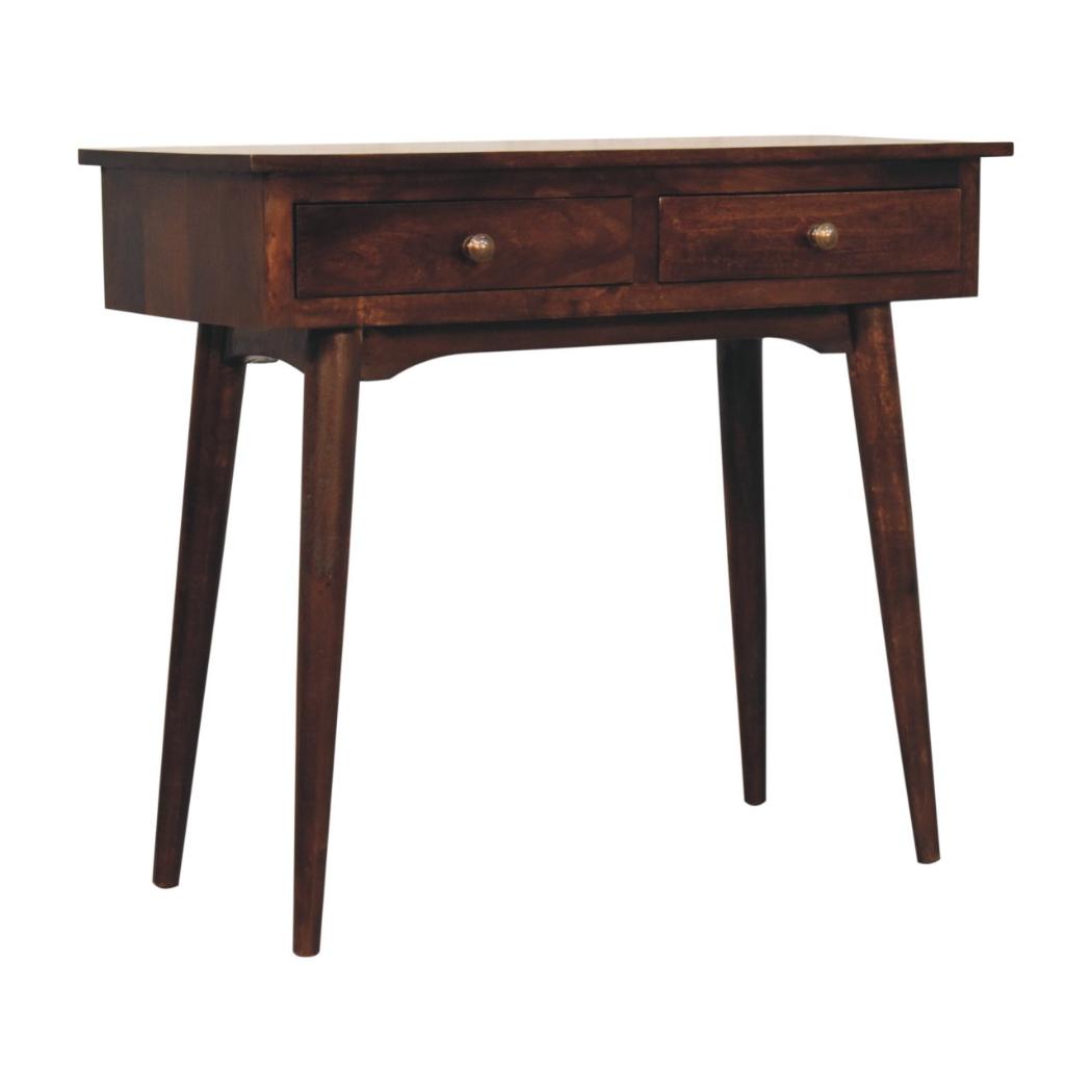 Hallway Console Table | Solid Mango Wood | California Walnut Finish | 2 Drawers