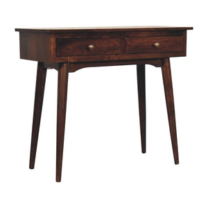 Hallway Console Table | Solid Mango Wood | California Walnut Finish | 2 Drawers