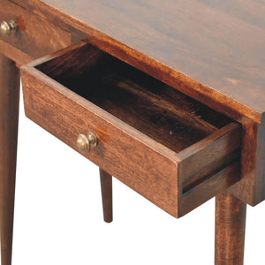Hallway Console Table | Solid Mango Wood | California Walnut Finish | 2 Drawers
