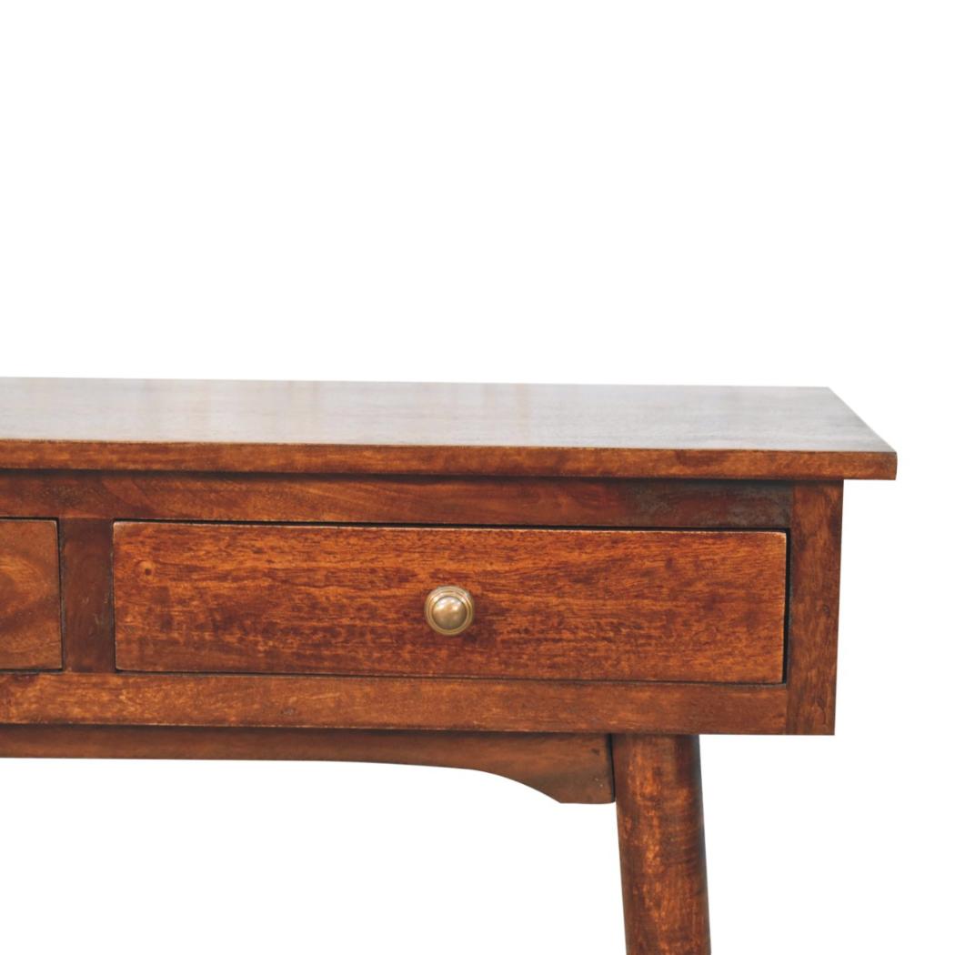 Hallway Console Table | Solid Mango Wood | California Walnut Finish | 2 Drawers