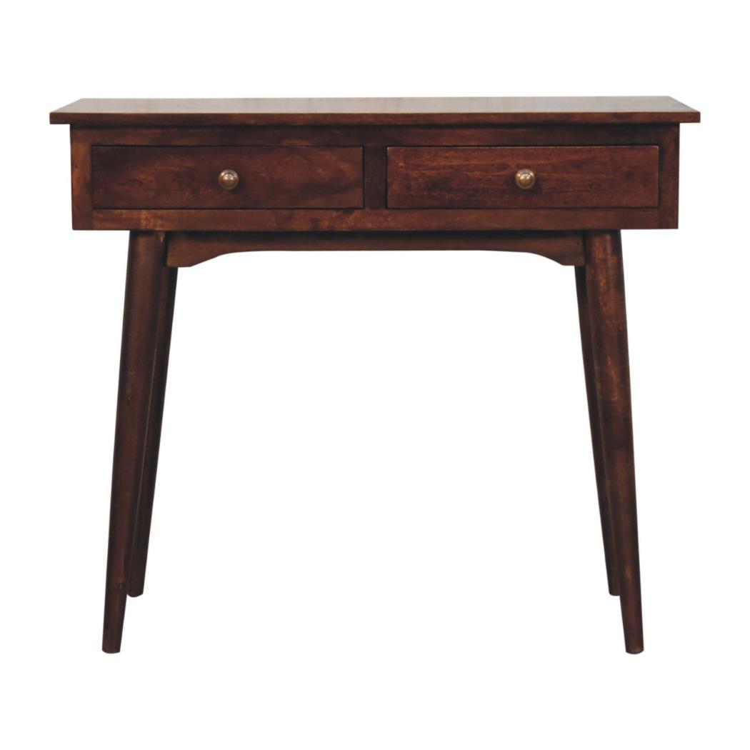 Hallway Console Table | Solid Mango Wood | California Walnut Finish | 2 Drawers