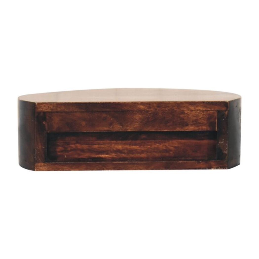 Halo Floating Bedside Table | Solid Mango Wood | California Walnut Finish | Wall Mounted 1 Drawer