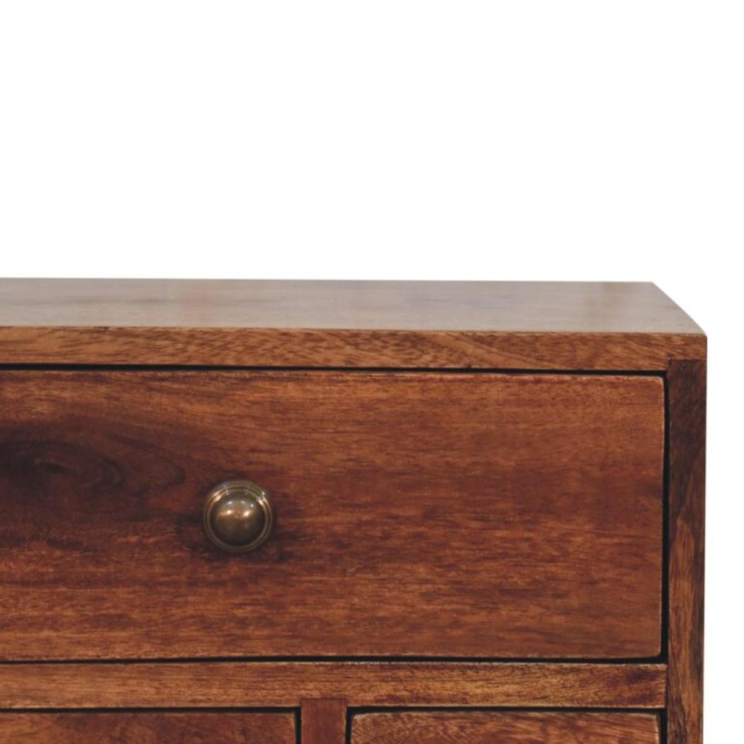 Harper Multi Drawer Bedside Table | Solid Mango Wood | Honey Caramel Finish | 4 Drawer Storage