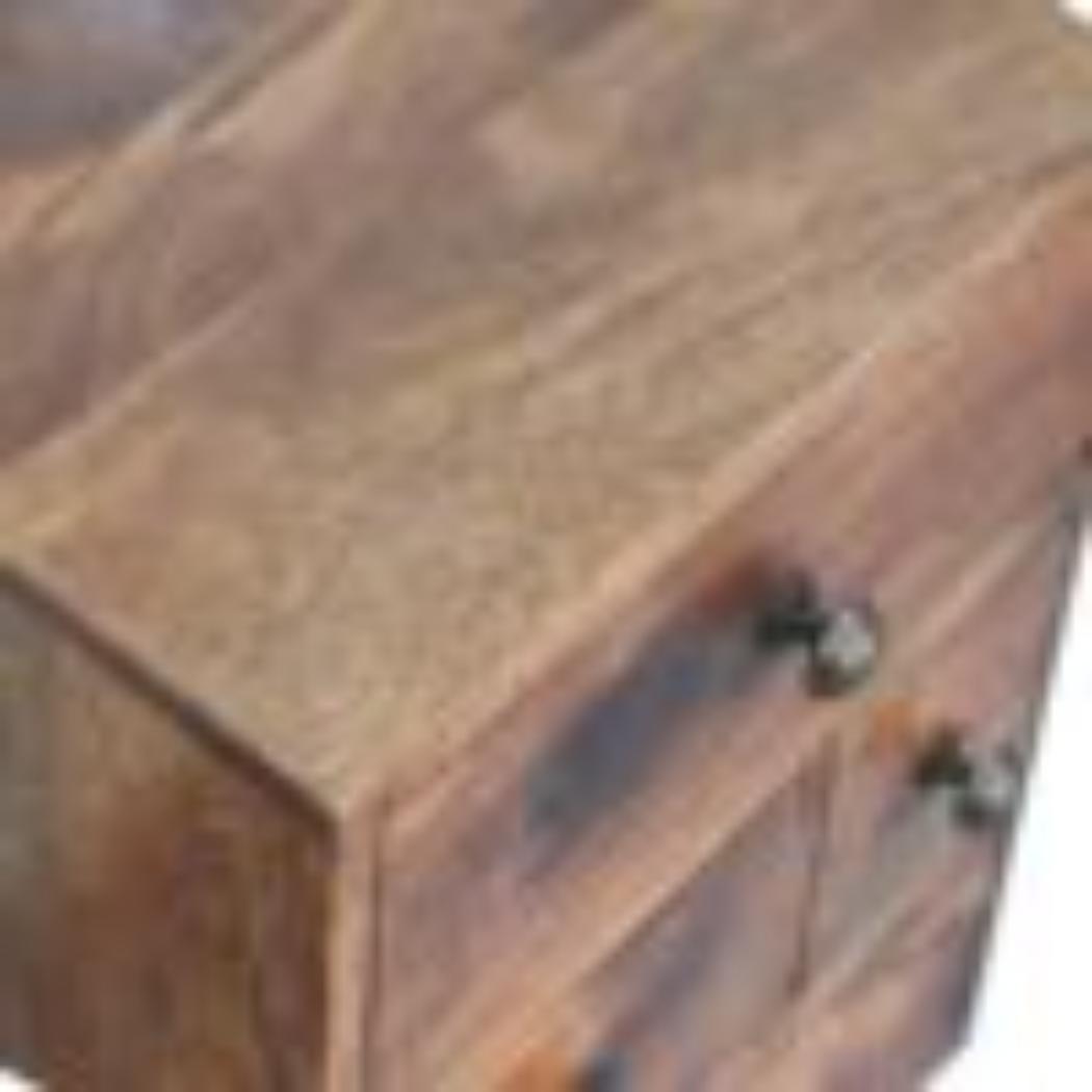 Harper Multi Drawer Bedside Table | Solid Mango Wood | Honey Caramel Finish | 4 Drawer Storage