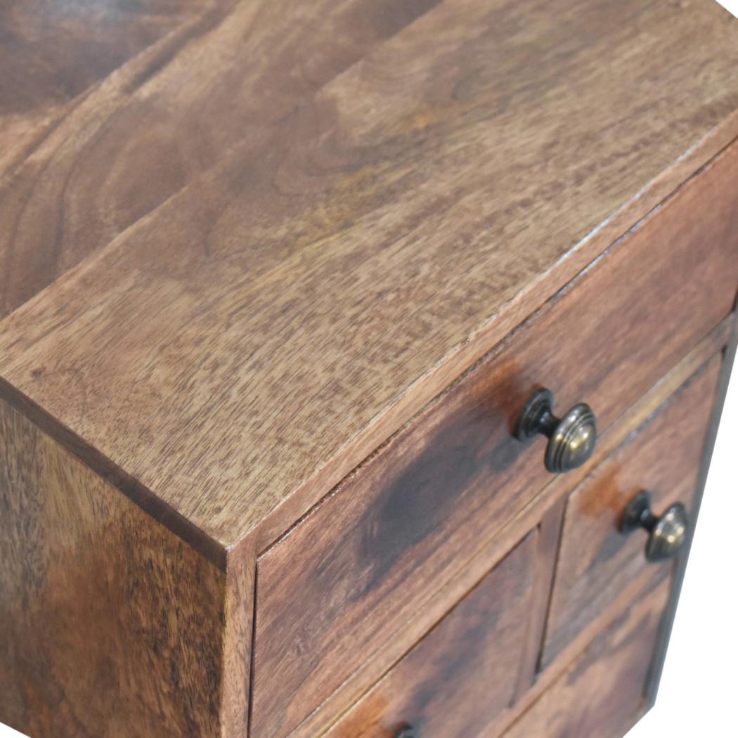 Harper Multi Drawer Bedside Table | Solid Mango Wood | Honey Caramel Finish | 4 Drawer Storage